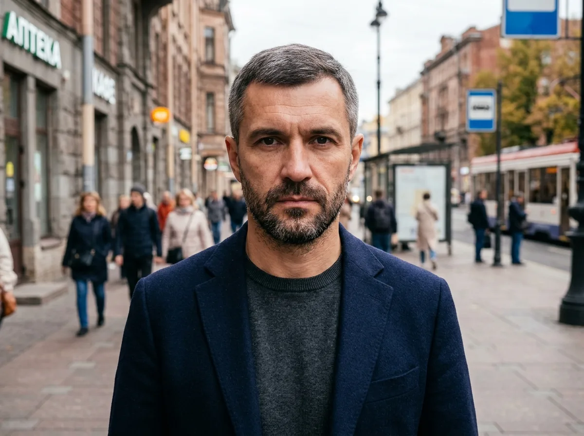 Аватар пользователя Константин В., мужчина 42 года, серьёзный взгляд, городская улица на фоне
